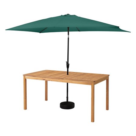 Alaterre Furniture 6 Piece Set, Okemo Table with 4 Chairs, 10-Foot Rectangular Umbrella Hunter Green ANOK01RE06S4